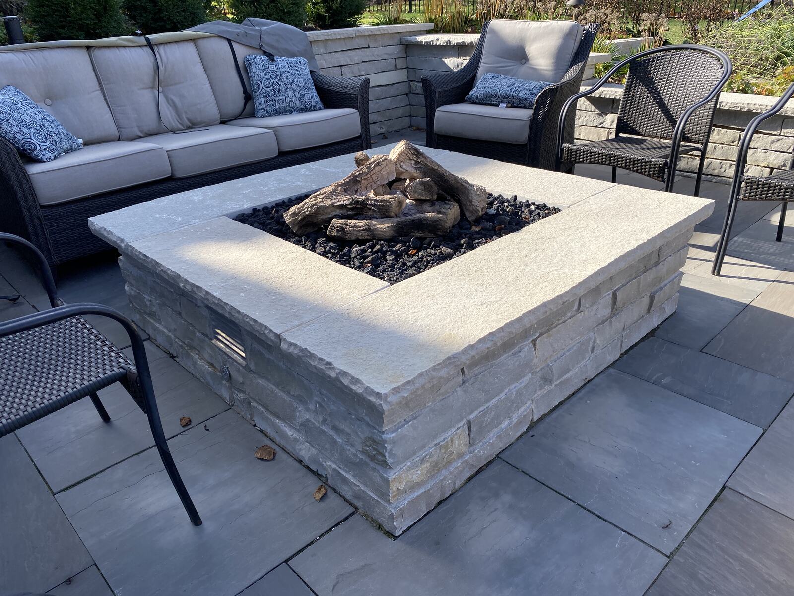 Outdoor fire pit and fireplace installation — Green Grass Landscape, Chicago's western suburbs